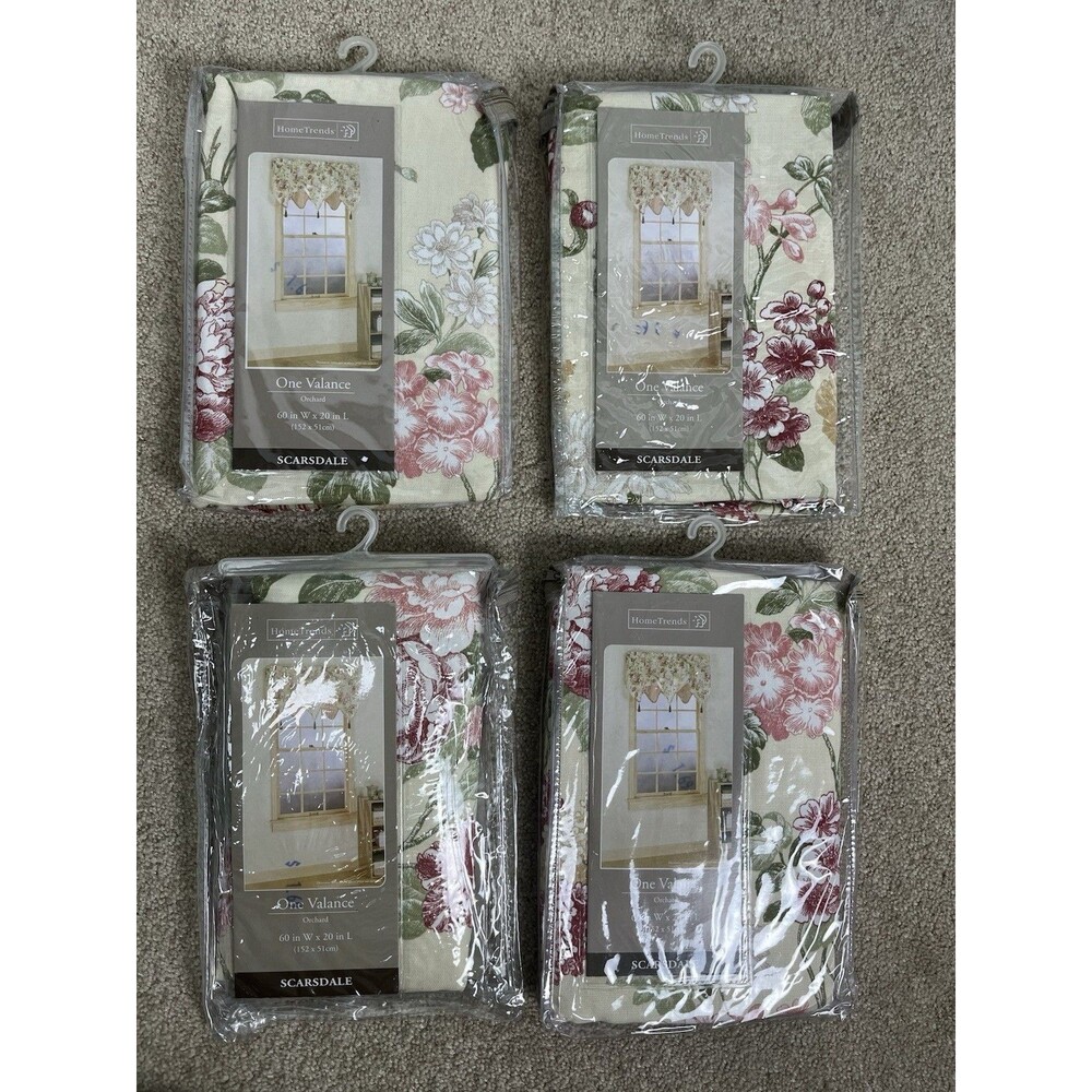 4 NOS Home Trends Orchard Scarsdale Floral Rose Tassel Window Valance Cottagecor